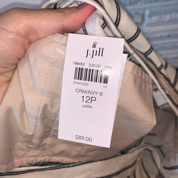 J. Jill Blue Striped Linen Blend Casual Wide Leg Pants NEW Size 12 Petite - Picture 7 of 9